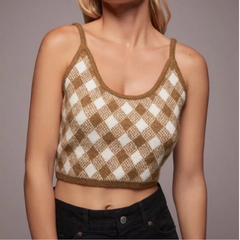 A27 Zara Cropped Plaid Knit Tank
